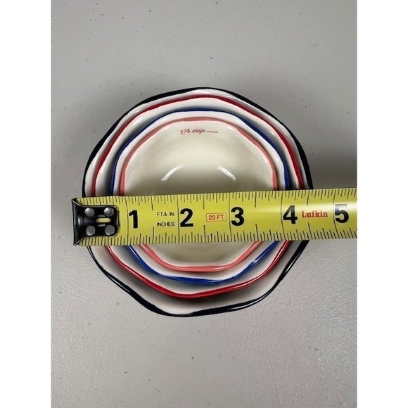 Pioneer Woman Heritage Floral Stoneware Nesting Measuring Bowl Set of 4 Blue Red - Picture 8 of 8